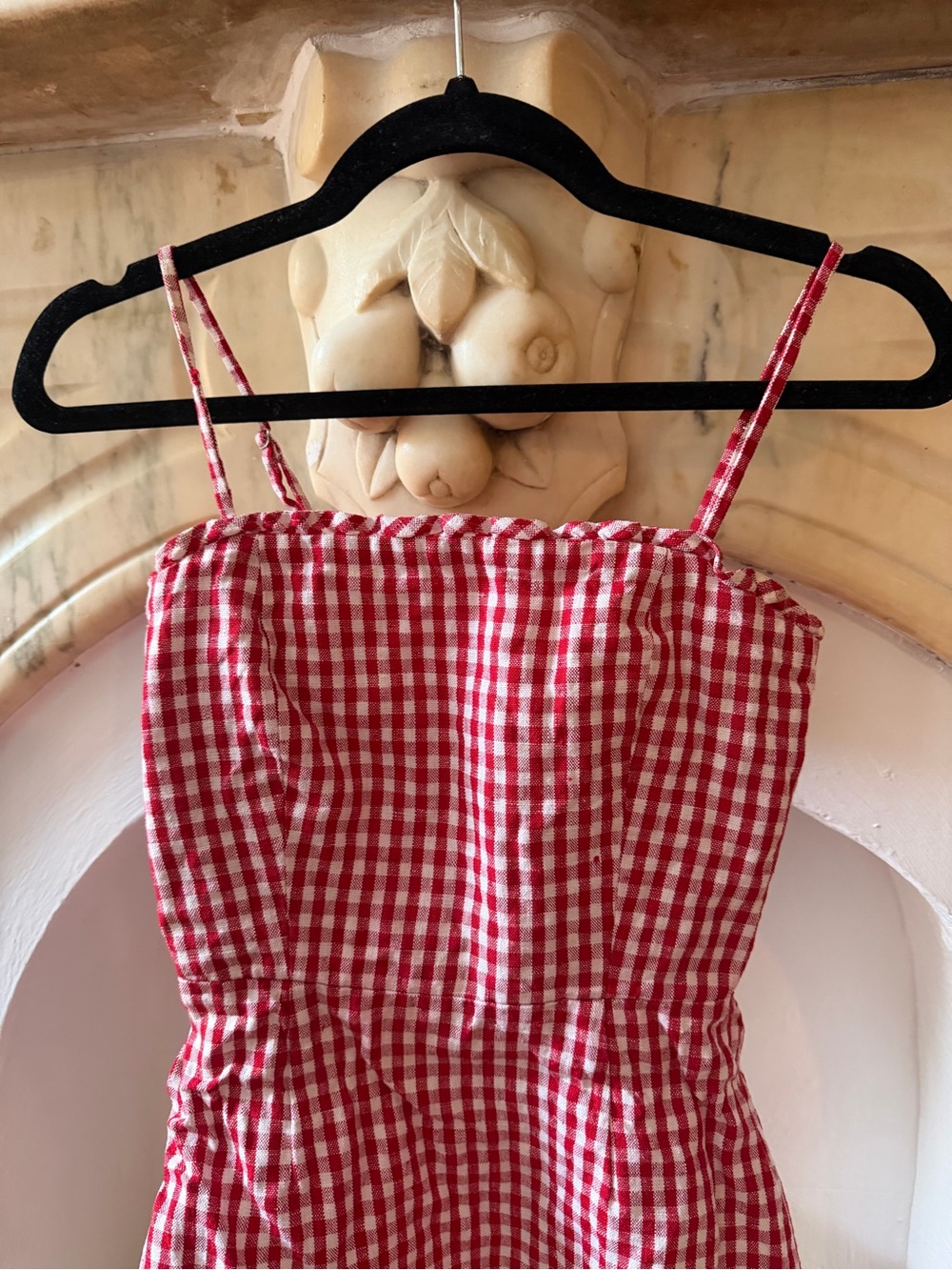 Reformation Red Gingham Spaghetti Strap Mini Dress - Picture 2 of 5